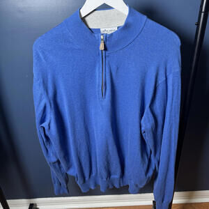 Peter Millar Blue Quarter Zip Sweater Pima Silk Cashmere L